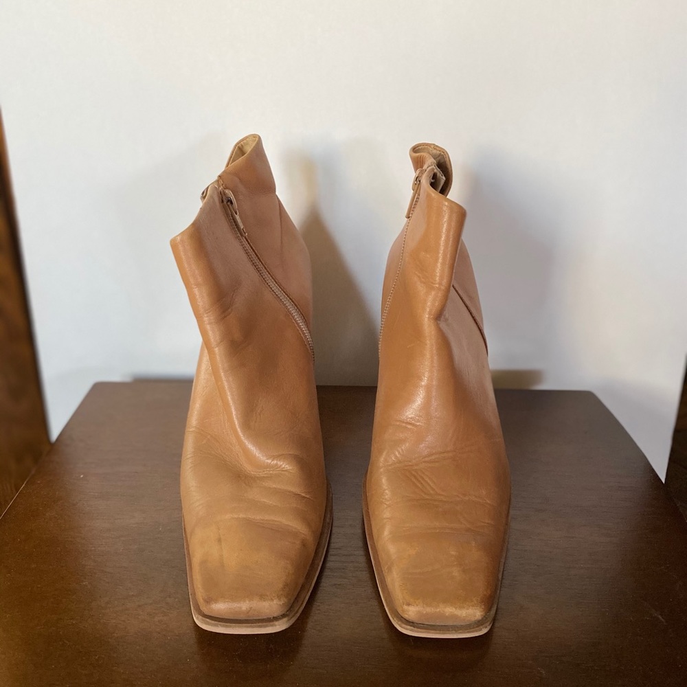 Camel square toe shoe boots